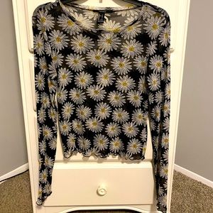 Forever 21 Daisy Mesh Long Sleeve
